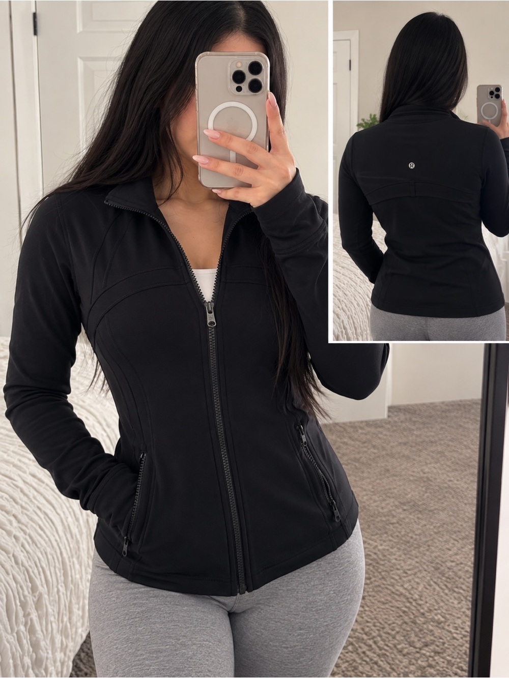 Lululemon Black Full Zip Athletic Jacket Y2K Workout Running